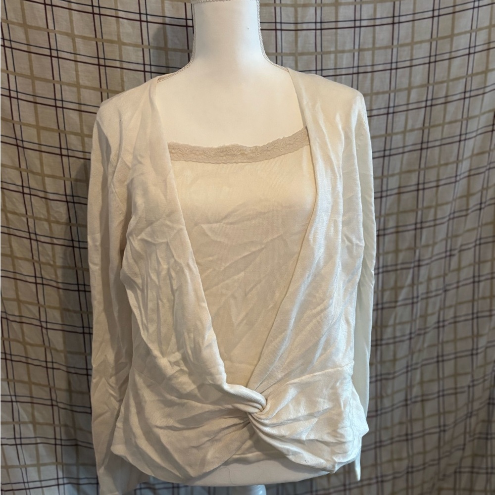 Cream Twist Front Cardigan